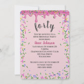 40e verjaardag roze ijsjes en strooisel kaart (Voorkant)