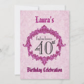 40e verjaardag  roze Lijst S313 Kaart (Voorkant)