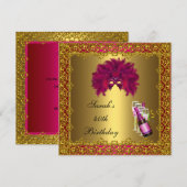 40e verjaardag Roze Masker Champagne Gold Lace Kaart (Voorkant / Achterkant)