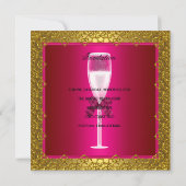 40e verjaardag Roze Masker Champagne Gold Lace Kaart (Achterkant)