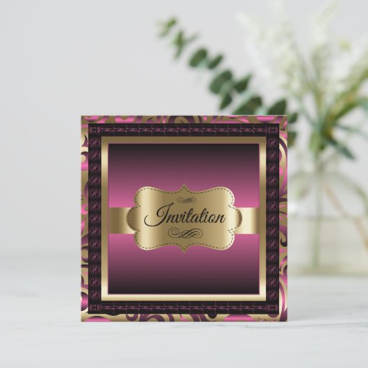 40e verjaardag | Roze metallic en goud Kaart (Staand voorkant)