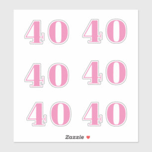 40e Verjaardag Roze Nummer Veertig Custom Age Tren Sticker