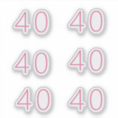 40e verjaardag roze nummer veertig patroon aangepa sticker (Voorkant)