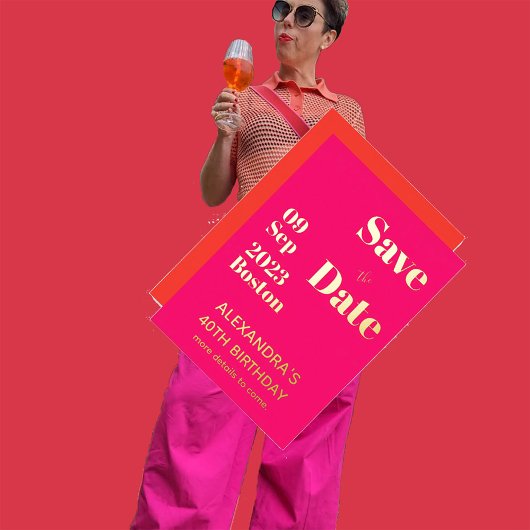 40e verjaardag Roze Oranje goud sparen de datum Folie Uitnodiging