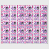 40e verjaardag roze paars zie 40 aangepaste foto cadeaupapier (Vlak)