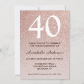 40e verjaardag Roze Rose Gold Glitter Sparkle Ombr Kaart (Voorkant)
