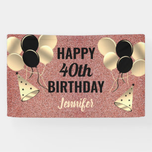 40e verjaardag Roze Rose Gold Glitter Speciaal Spandoek