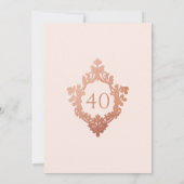 40e Verjaardag Roze Rose Goud  Crest Script Kaart (Achterkant)