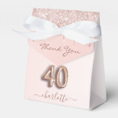 40e verjaardag roze roze roze roos goud glitter da bedankdoosjes (Voorkant Zijde)