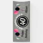 40e verjaardag Roze Silver Glitter Persoonlijk Spandoek (Verticaal)