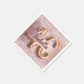 40e verjaardag roze stoffige roos glitter monogram servet (Hoek)