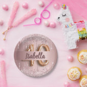 40e verjaardag roze stoffige roos glitter naam papieren bordje