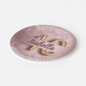 40e verjaardag roze stoffige roos glitter naam papieren bordje