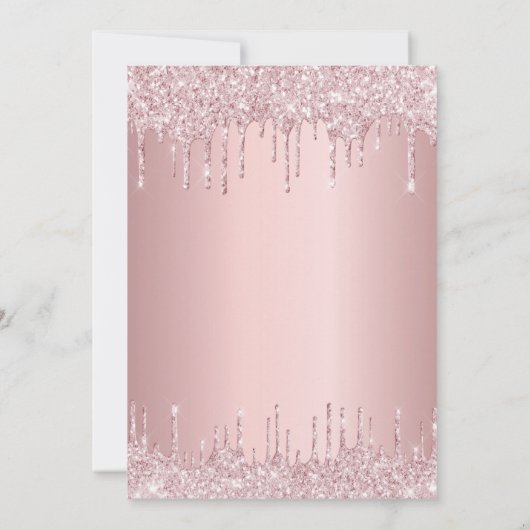 40e verjaardag roze stoffige roos glitterspetters kaart (Achterkant)