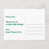 40e verjaardag: roze strepen en harten, regenboog briefkaart (Achterkant)