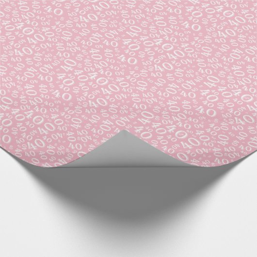 40e verjaardag Roze & Witte nummerpatroon 40 Cadeaupapier (Hoek)