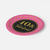 40e verjaardag Roze zwarte gouden Stippen Papieren Bordje (Gekanteld)