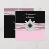 40e verjaardag Roze zwarte witte parelventilator Kaart (Voorkant / Achterkant)