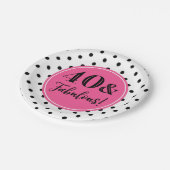 40e verjaardag Roze zwarte witte Stippen Papieren Bordje (Gekanteld)