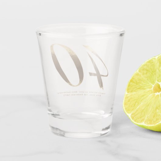 40e Verjaardag Ruby Bruiloft Jubileum Shot Glas (Achterkant)