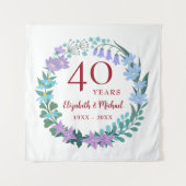40e verjaardag Ruby Floral Bluebell Sering Krans Wandkleed (Voorkant)