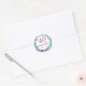 40e verjaardag Ruby Floral Bluebells Krans Ronde Sticker (Envelop)