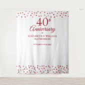 40e verjaardag Ruby Hearts Fotohokje Achtergrond Wandkleed (Voorkant)