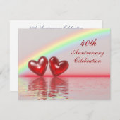 40e verjaardag Ruby Hearts Kaart (Voorkant / Achterkant)