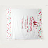 40e verjaardag Ruby Hearts Photo Booth Achtergrond Wandkleed (Voorkant (horizontaal))