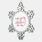 40e verjaardag Ruby Hearts Tin Sneeuwvlok Ornament (Rechts)