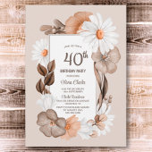 40e verjaardag Rustic Boho Floral Party Kaart