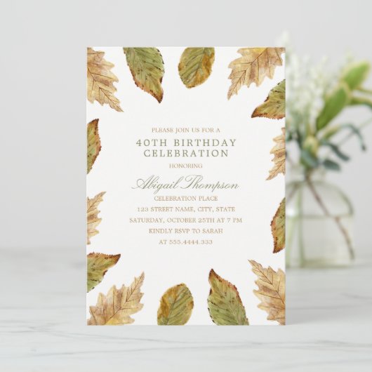 40e verjaardag Rustic Fall verliest land Party Kaart (Staand voorkant)