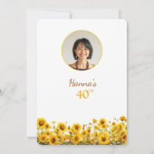 40e Verjaardag Rustieke Zonnebloem Bloemen Foto Kaart (Achterkant)