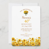 40e Verjaardag Rustieke Zonnebloem Bloemen Foto Kaart (Voorkant)