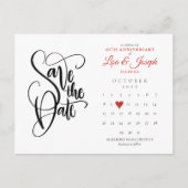 40e verjaardag Save the Date-agenda Ruby Hart Aankondigingskaart (Voorkant)