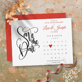 40e verjaardag Save the Date-agenda Ruby Hart Aankondigingskaart