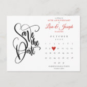 40e verjaardag Save the Date-agenda Ruby Hart Briefkaart (Voorkant)