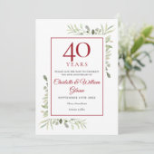 40e verjaardag Save the Date Aquarel Groene decora (Staand voorkant)