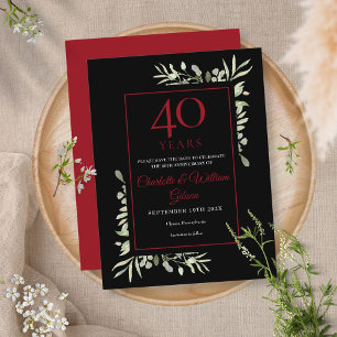 40e verjaardag Save the Date Groene bladeren Briefkaart