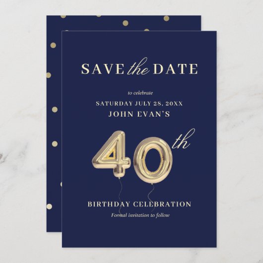 40e verjaardag Save the Date Kaart (Voorkant / Achterkant)