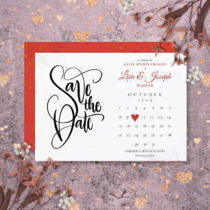 40e verjaardag Save the Date kalender Robijnen Har Kaart