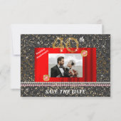 40e verjaardag Save the Date | Robijn Edelsteen & Kaart (Voorkant)