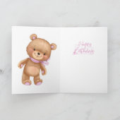 40e verjaardag schattige roze ballonnen teddykaart kaart (Binnen)