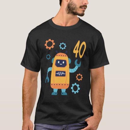40e Verjaardag Schattigee Robot 40 Jaar Oud Grappi T-shirt (Voorkant)