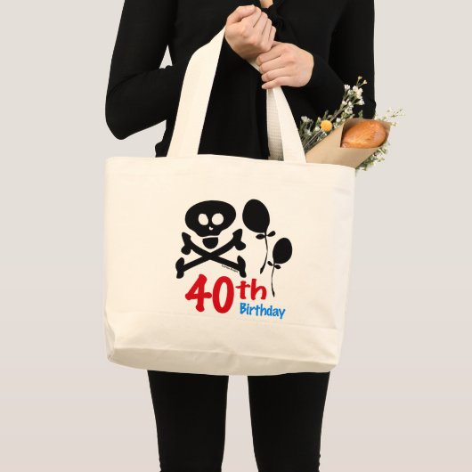 40e verjaardag schedelbeenderen grote tote bag (Voorkant (product))
