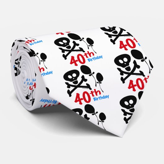 40e verjaardag schedelbeenderen stropdas (Opgerold)