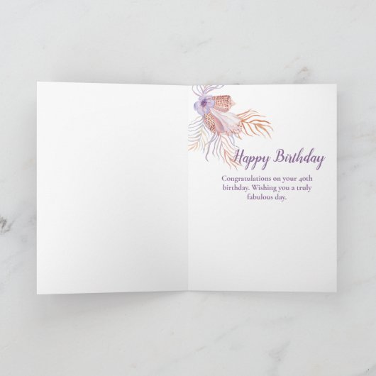 40e verjaardag Seashell Coral Kaart (Binnen)