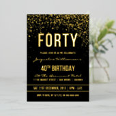 40e verjaardag | Shimmering Gold Confetti Folie Uitnodiging (Staand Voorkant)