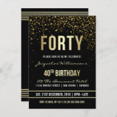 40e verjaardag | Shimmering Gold Confetti Kaart (Voorkant / Achterkant)