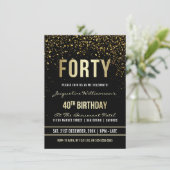 40e verjaardag | Shimmering Gold Confetti Kaart (Staand voorkant)